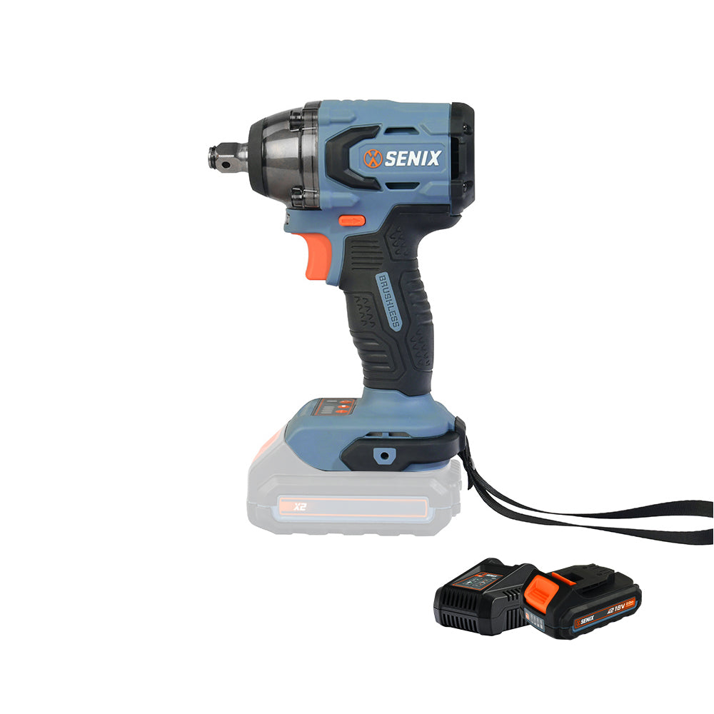 Senix X2 18V 1/2" 330Nm Brushless Impact Wrench Kit