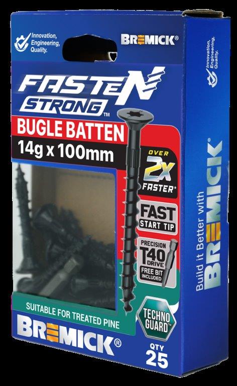 Bremick™ Fasten Strong™ Batten Screw Bugle Head Technoguard Black™