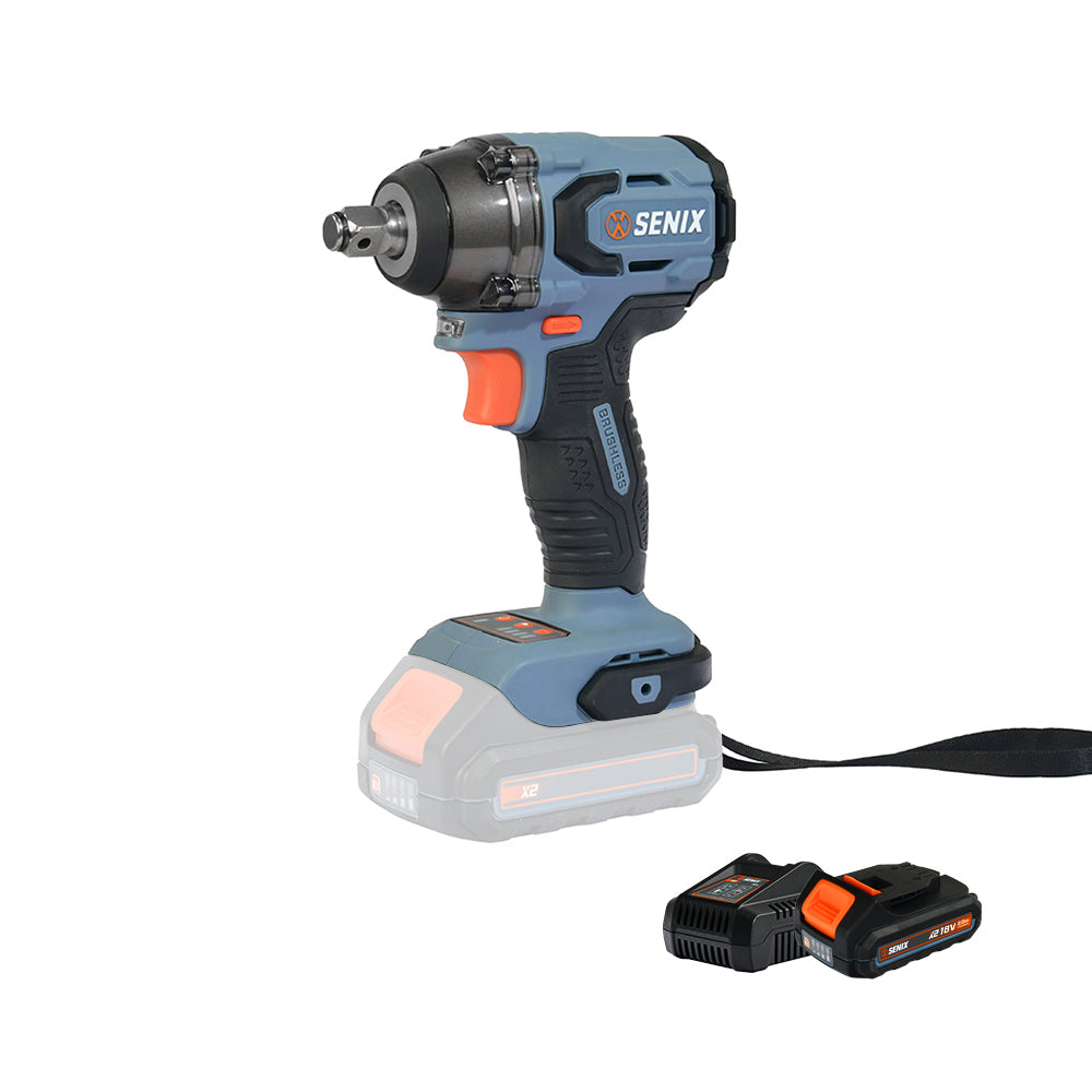 Senix X2 18V 1/2" 330Nm Brushless Impact Wrench Kit