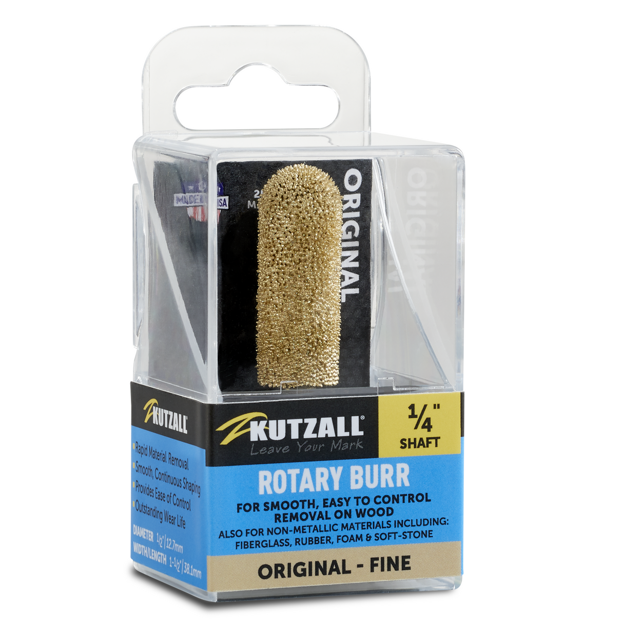 Kutzall 1/2" x 1-1/2" Ball Nose Burr - 1/4" Shank