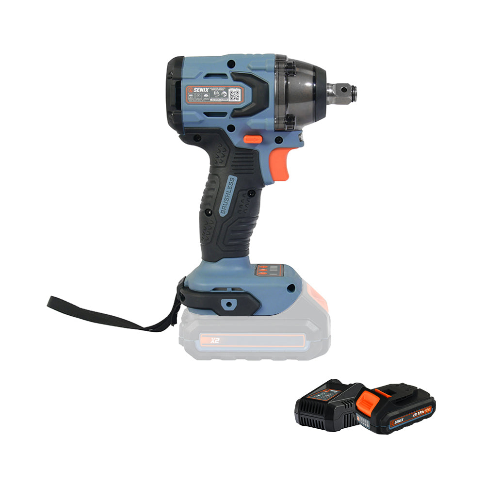 Senix X2 18V 1/2" 330Nm Brushless Impact Wrench Kit