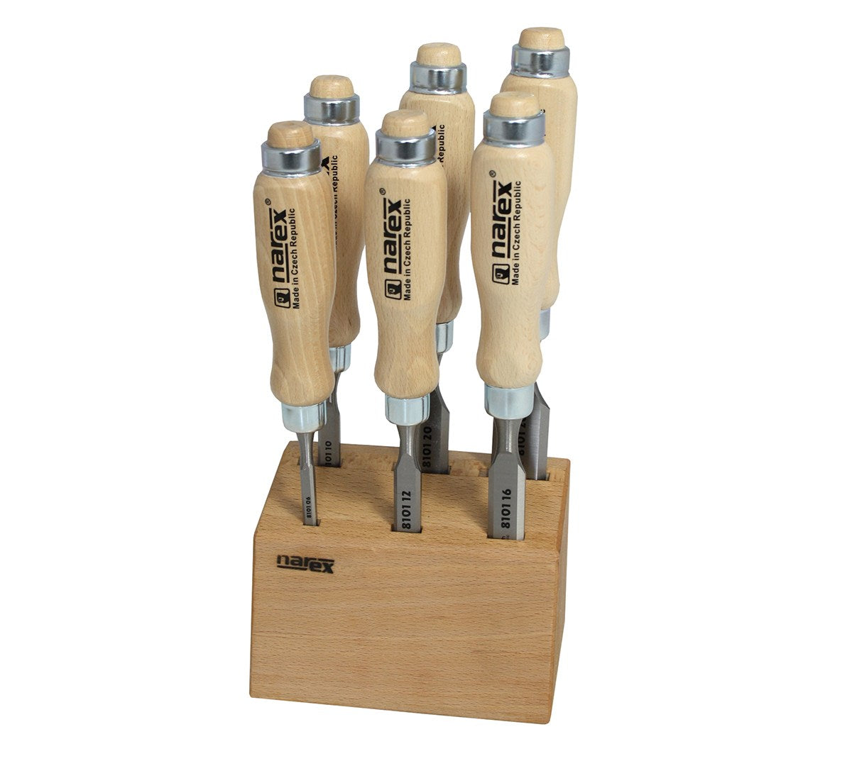 Narex Wood Line PROFI Bevel Edge Cabinet Chisels with Block - Set of 6