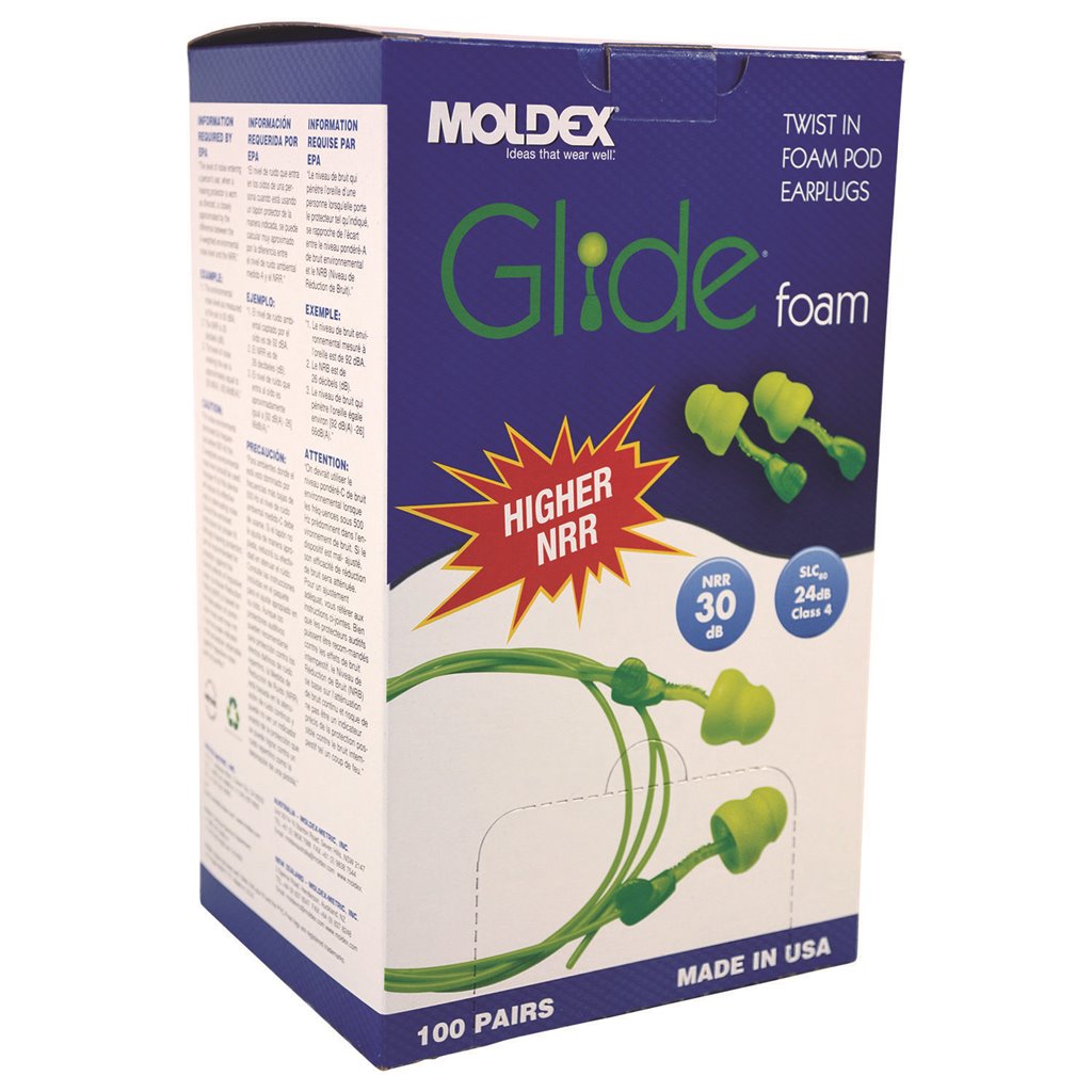 Moldex Glide® 6945 Foam No Roll Twist-In Earplugs – Corded 200 plugs/100 pairs
