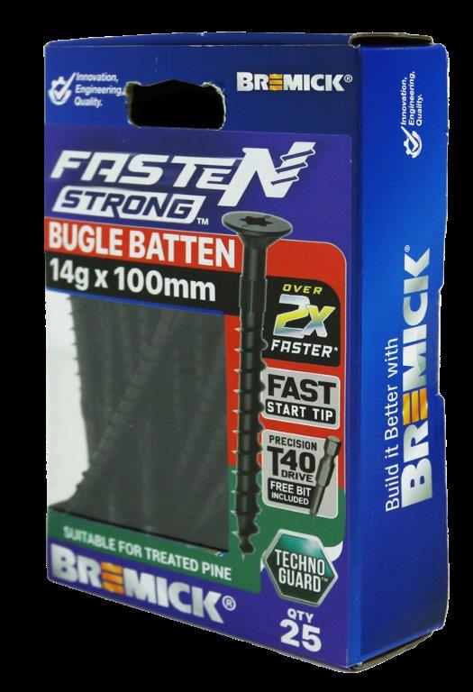 Bremick™ Fasten Strong™ Batten Screw Bugle Head Technoguard Black™