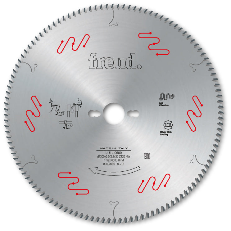 Freud Industrial Timber Frame Mirror Finish Fine Cut Off Circular Saw Blade - 300mm Diameter - 120 Tooth - 30mm Bore - LU1L 0600