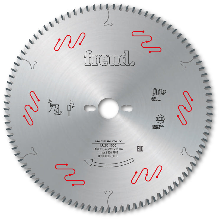 Freud Industrial Timber Fine Cut Off Circular Saw Blade - 300mm Diameter - 96 Tooth - 30mm Bore - LU2C 1500