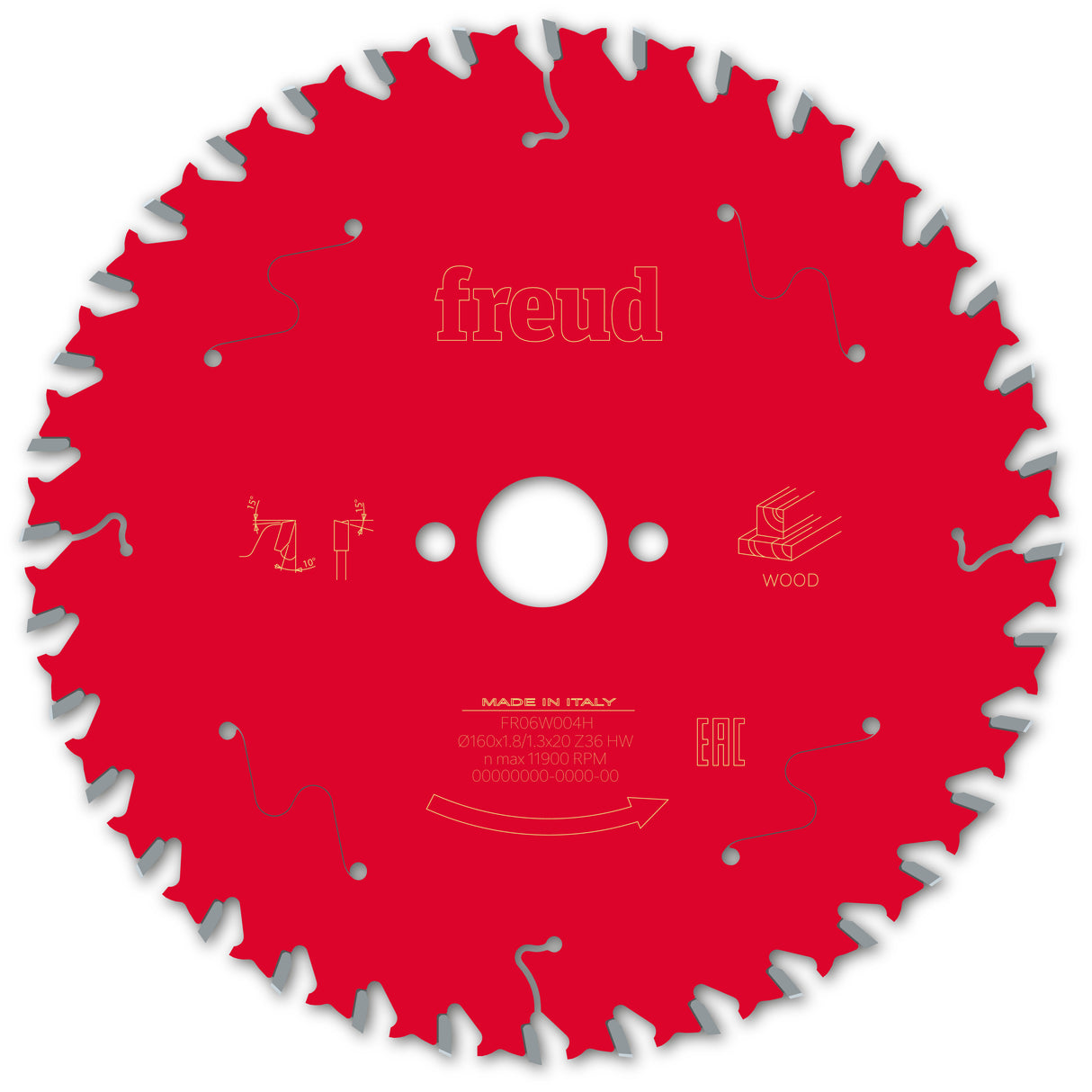 Freud General Purpose Circular Saw Blade - 160mm Diameter - 36Tooth - 20mm Bore - FR06-W004H