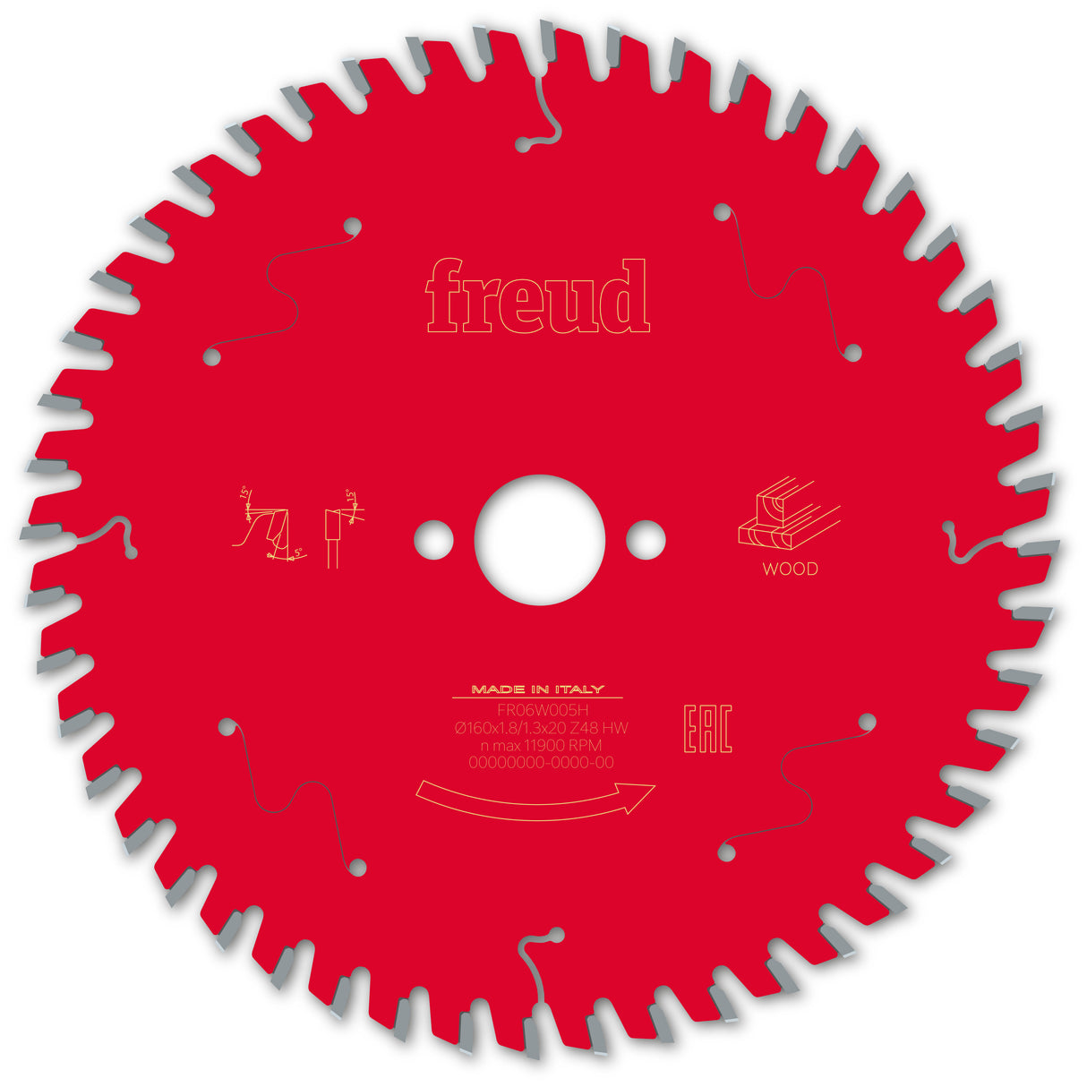 Freud Timber Fine Cut Off Circular Saw Blade - 160mm Diameter - 48Tooth - 20mm Bore - FR06-W005H