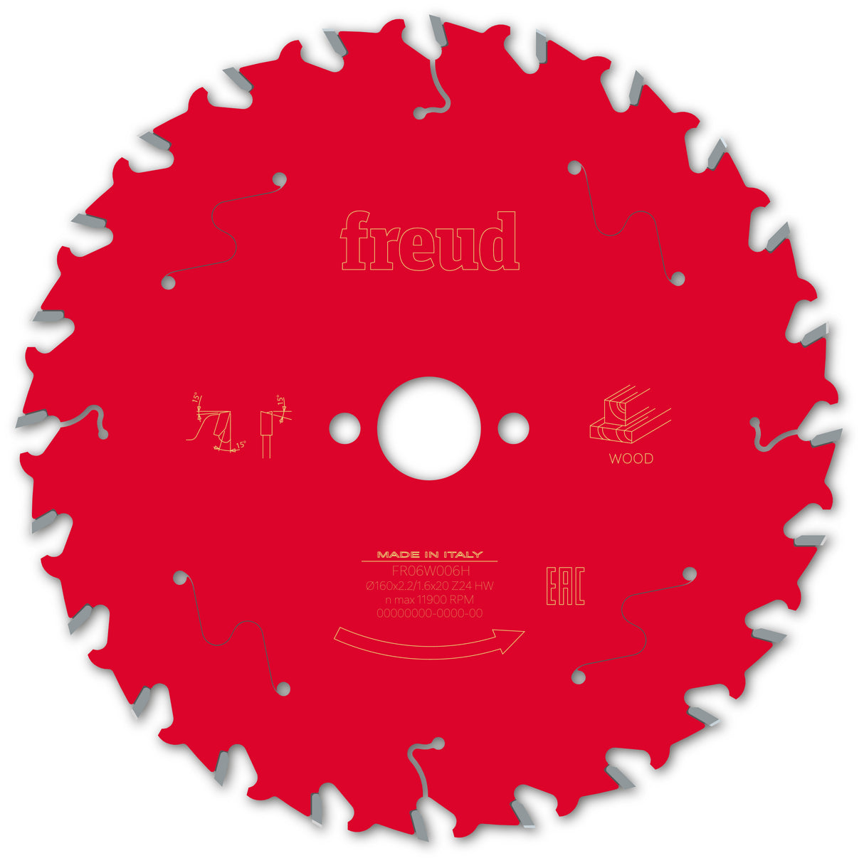 Freud Rip Cut Circular Saw Blade - 160mm Diameter - 24Tooth - 20mm Bore - FR06-W006H