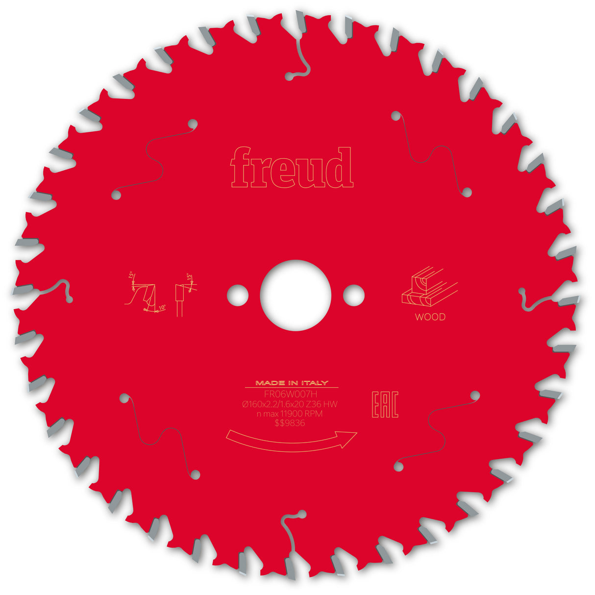 Freud General Purpose Circular Saw Blade - 160mm Diameter - 36Tooth - 20mm Bore - FR06-W007H