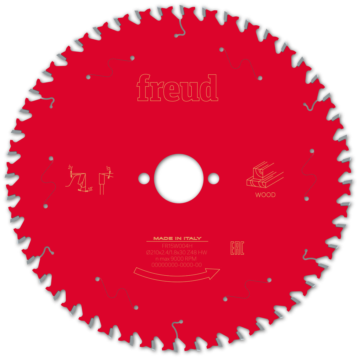 Freud General Purpose Circular Saw Blade - 210mm Diameter - 48 Tooth - 30mm Bore - FR15-W004H