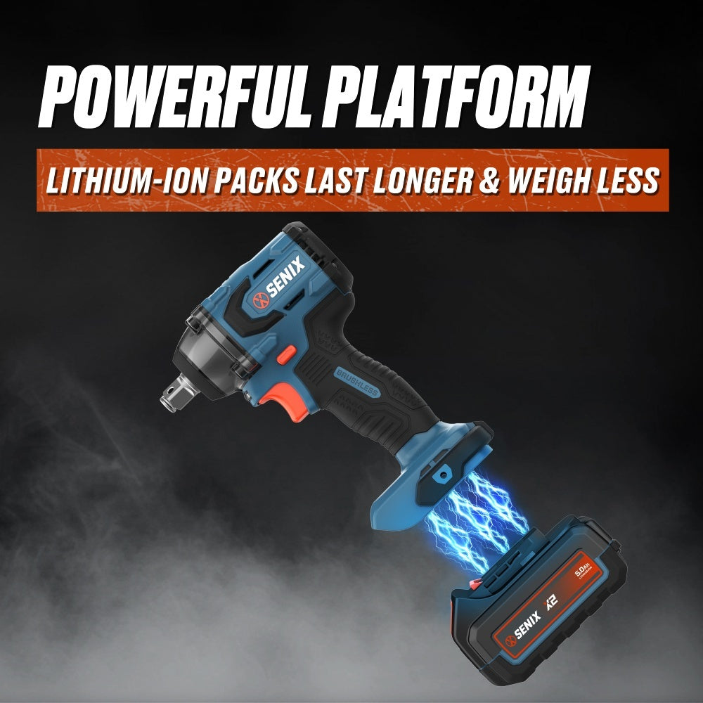Senix X2 18V 1/2" 330Nm Brushless Impact Wrench Skin