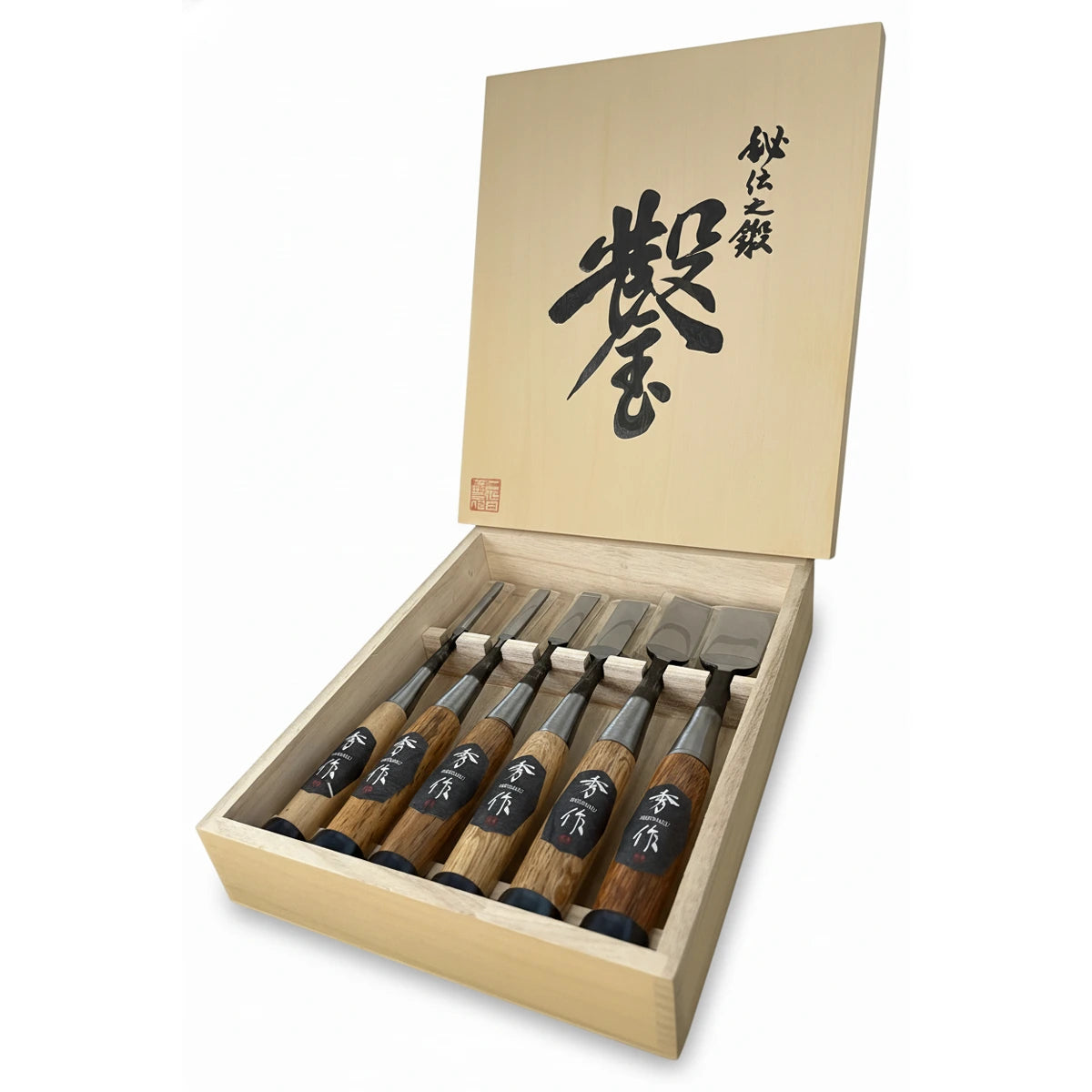 Shusaku Japanese Oire Chisels Set of 6 with Wooden Case