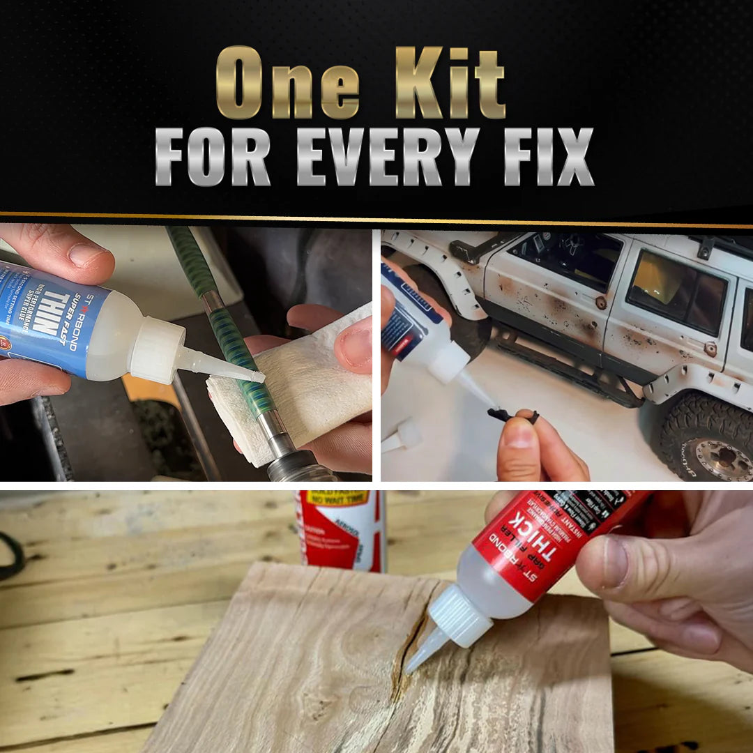 Starbond CA Super Glue Clear Bundle - 59ml/2oz Fast Thin, Medium, Thick CA Super and 236ml/8 oz. Pump Accelerator