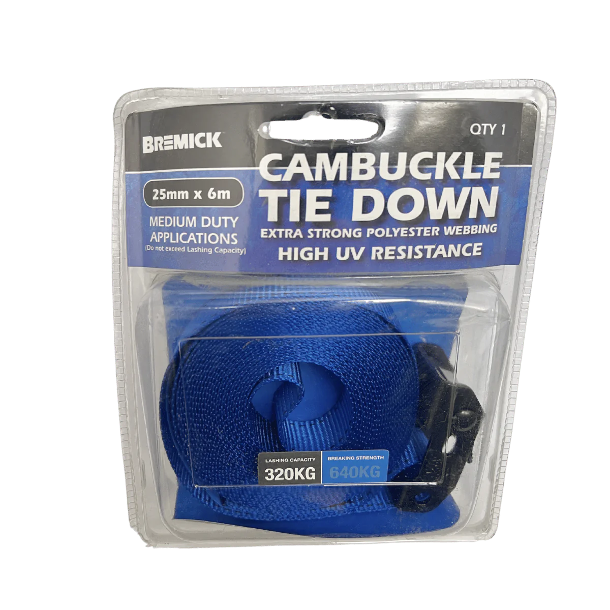 Bremick™ Cambuckle Tie Down 25mm x 6m - Single