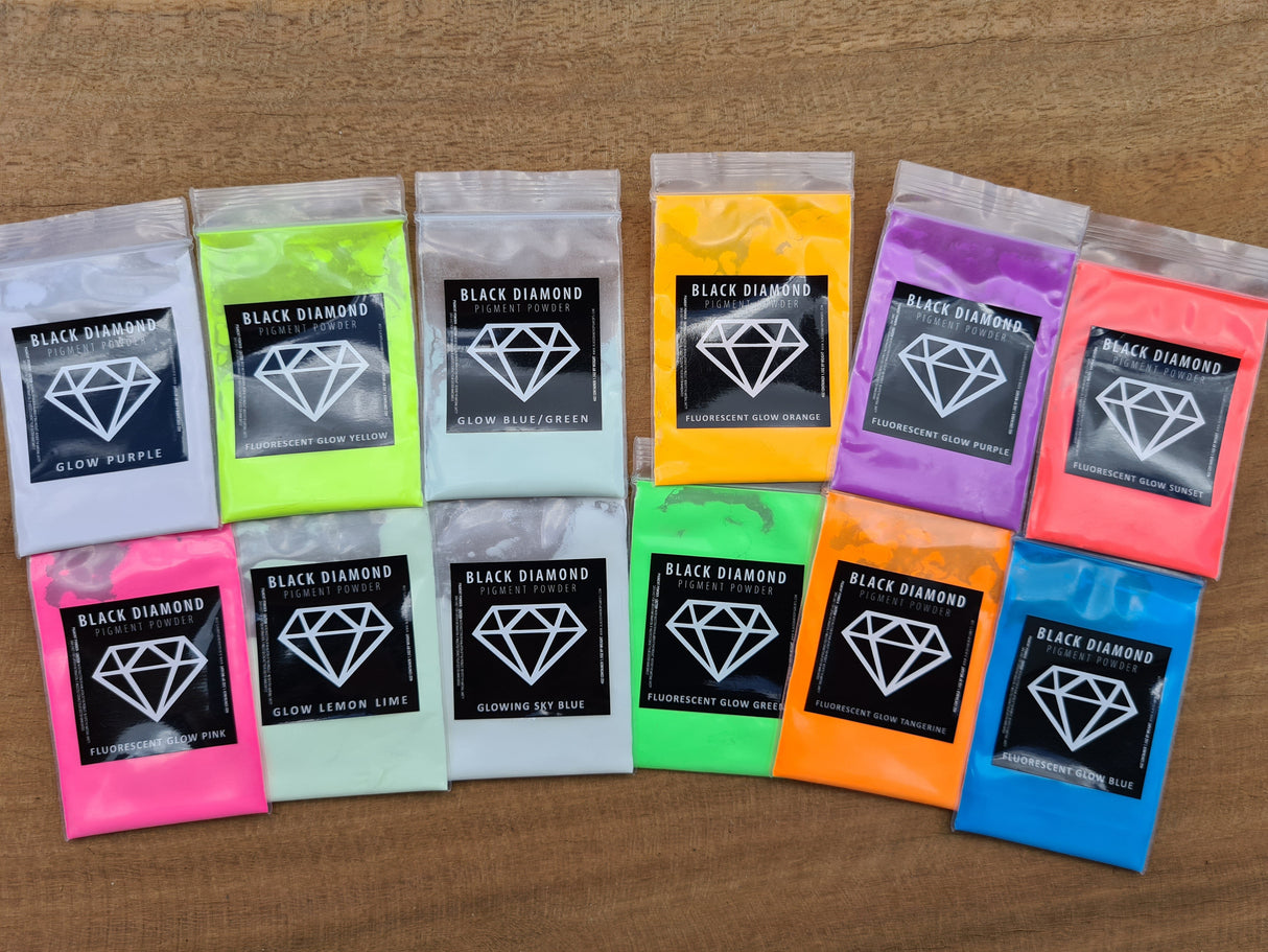 Fluorescent Glow Variety Pack 12 Colours | Black Diamond Pigments