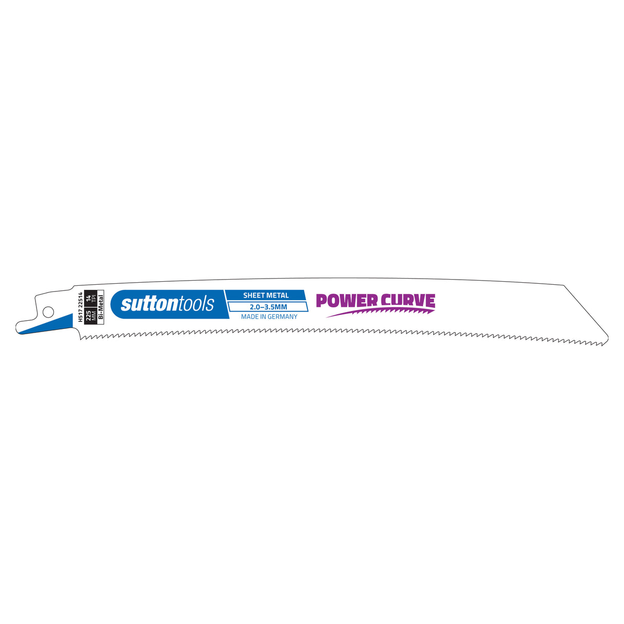 Power Curve Reciprocating Saw Blades – Sheet Metal 225 x 19 x 0.9mm 14TPI BiMtl CURV 2PK