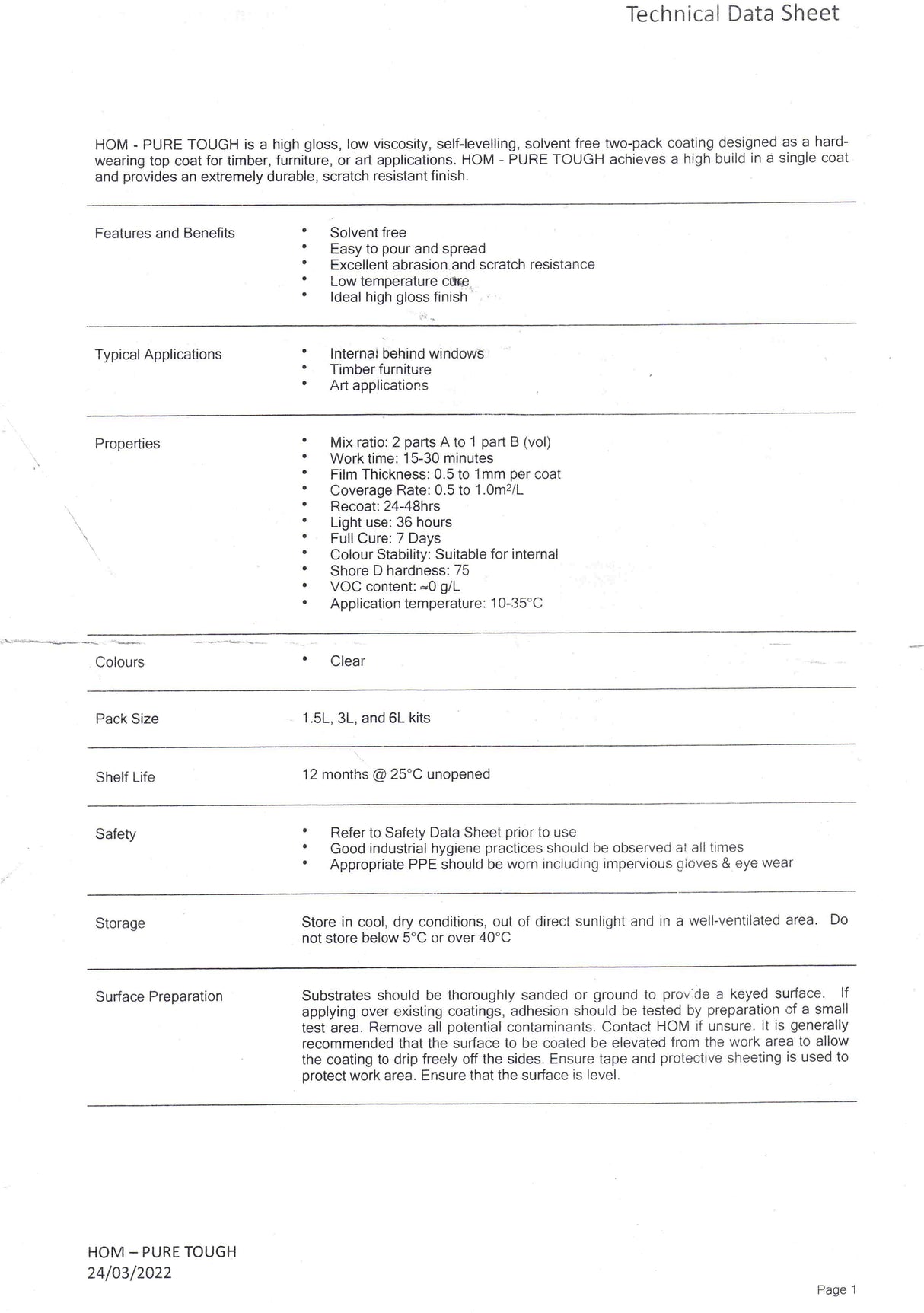 Pure Tough (Scratch and Heat Resistant Epoxy Coating) 1.5L | Health of Mind Art