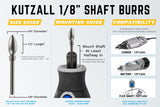 Kutzall 4 Piece Very Coarse Burr Kit - 1/8" Shank