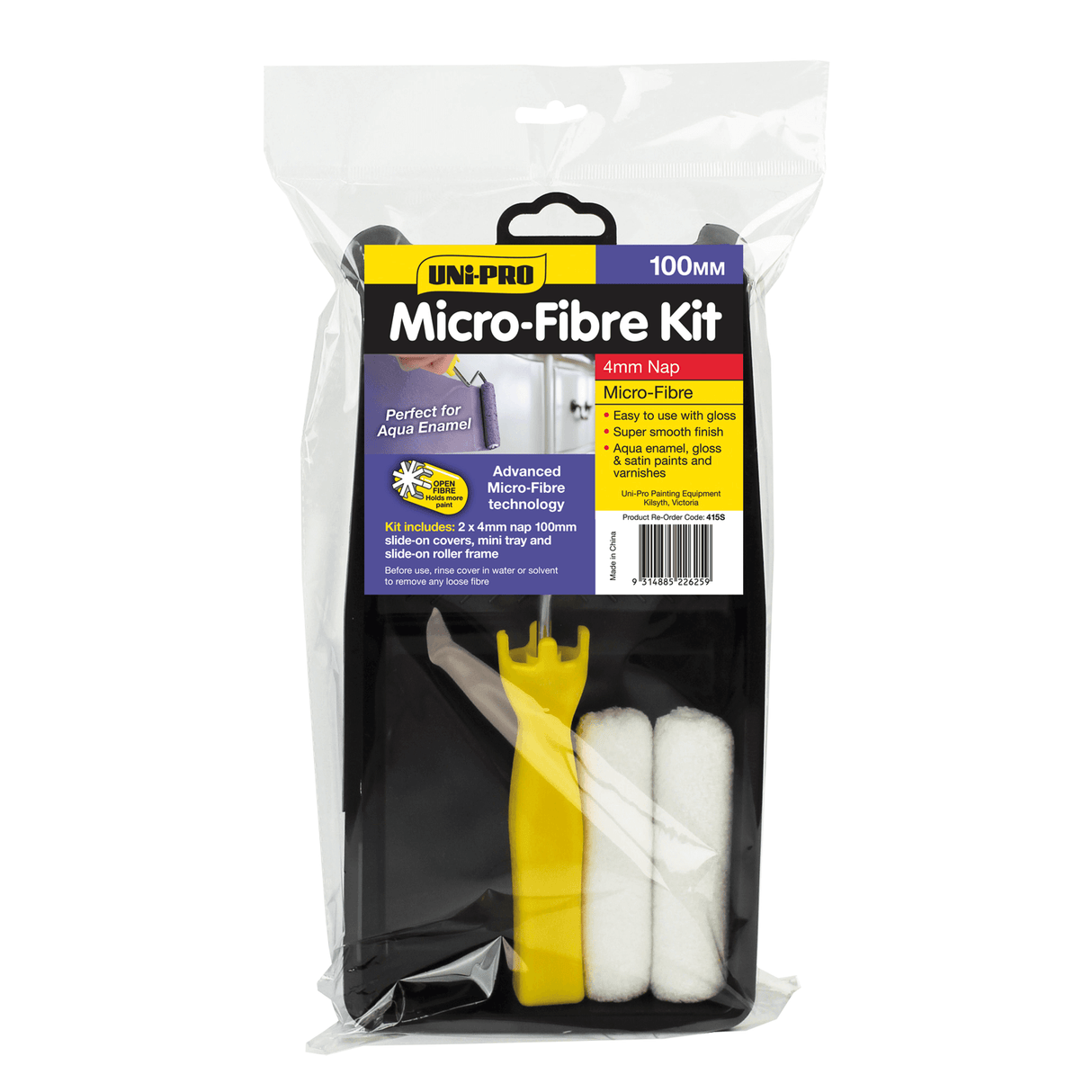 Uni-Pro Microfibre Roller Kit - 4mm Nap x 100mm