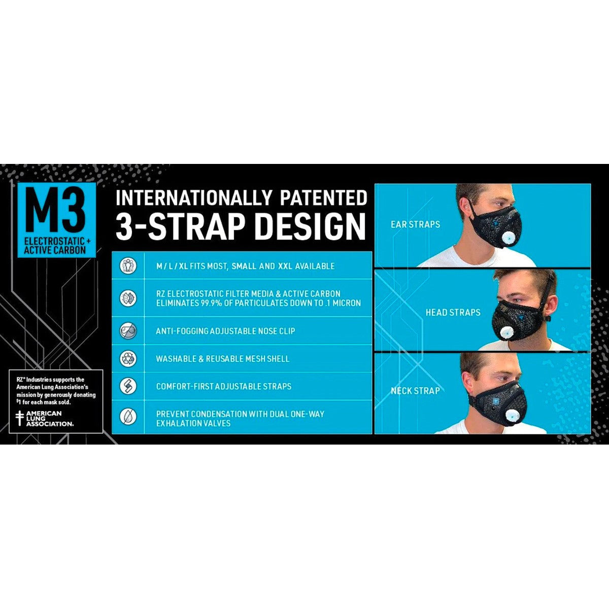 RZ Mask M3 Mesh Dust Mask - Black