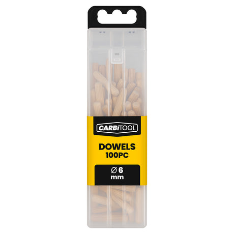 Carbitool 6mm fluted wood dowels, pack of 100