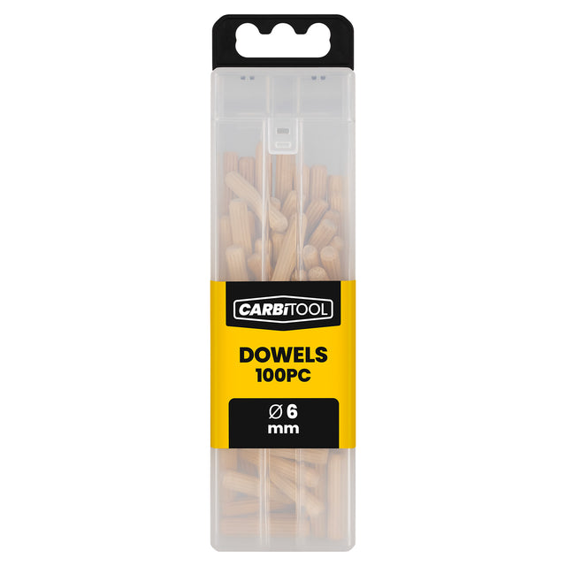 Carbitool 6mm fluted wood dowels, pack of 100