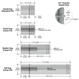 TSO Products Chamfer Bench Dog - Close Fit, Stubby (Set of 2)