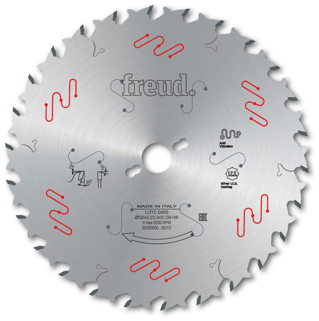 Freud Industrial Rip Cut Circular Saw Blade - 300mm Diameter - 26 Tooth - 30mm Bore - LU1C 0400