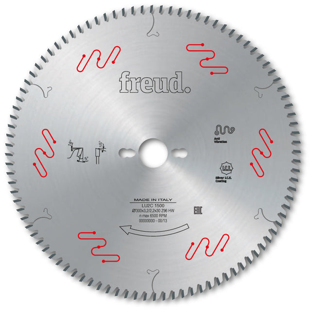 Freud Industrial Timber Fine Cut Off Circular Saw Blade - 300mm Diameter - 96 Tooth - 30mm Bore - LU2C 1500