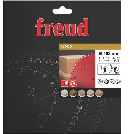 Freud Circular Saw Blade - 168mm Diameter - 16 Tooth - 20mm Bore - Wood - FR08 W003H