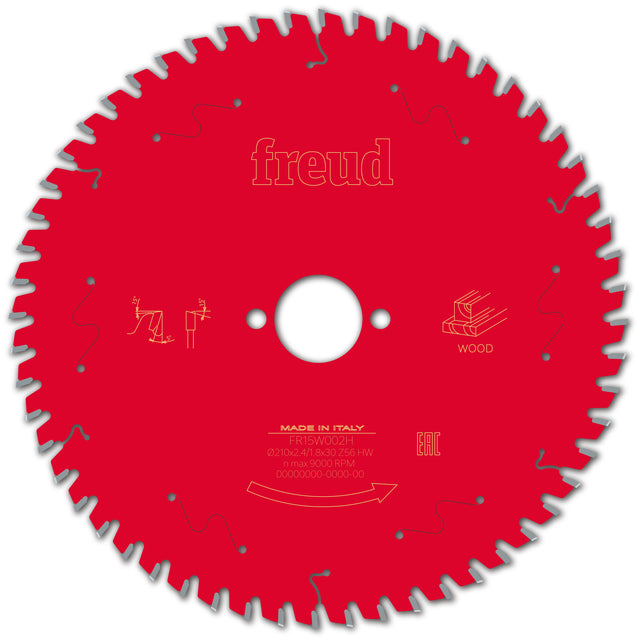Freud Timber Fine Cut Off Circular Saw Blade - 210mm Diameter - 56 Tooth - 30mm Bore - FR15-W002H