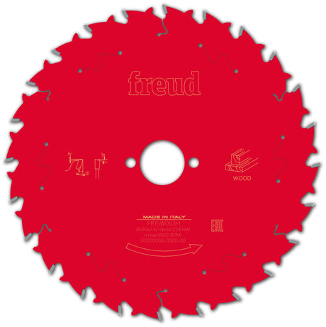 Freud Rip Cut Circular Saw Blade - 210mm Diameter - 24Tooth - 30mm Bore - FR15-W003H