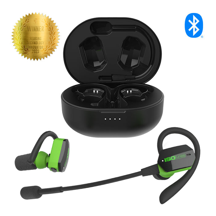 ISOtunes ULTRACOMM Aware True Wireless Bluetooth Earbuds - Safety Green