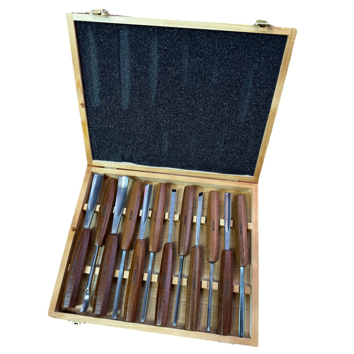 12 Piece Carving Tool Set in Wooden Box OT-CTS-12 by Oltre