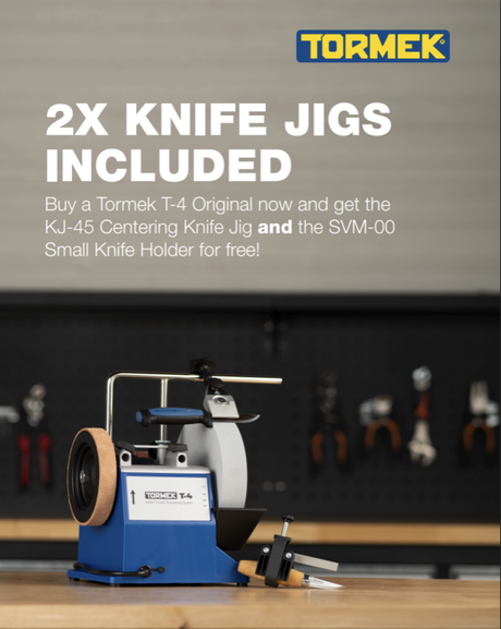 Tormek T-4 Original Sharpening System + BONUS KJ-45 Centering Jig and SVM-00 Small Knife Holder