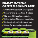 Uni-Pro Trade 30 Day X-TREME Green Masking Tape 3 Pack 36mm x 50m