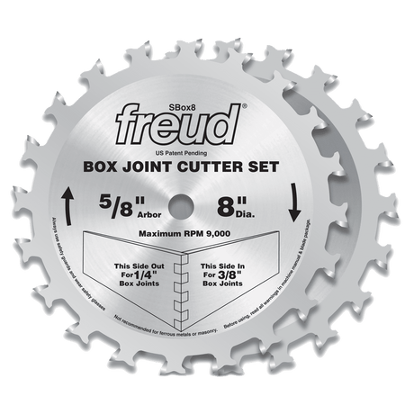 Freud 8"/203mm Box Joint Cutter/Dado Set - GLSBOX8