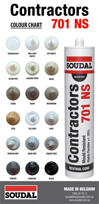 Soudal Contractors 701 NS All Purpose Silicone 300ml — Hammer Roo