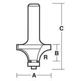 Round Over Router Bits Carbitool - with Bearing 1/4" Shank