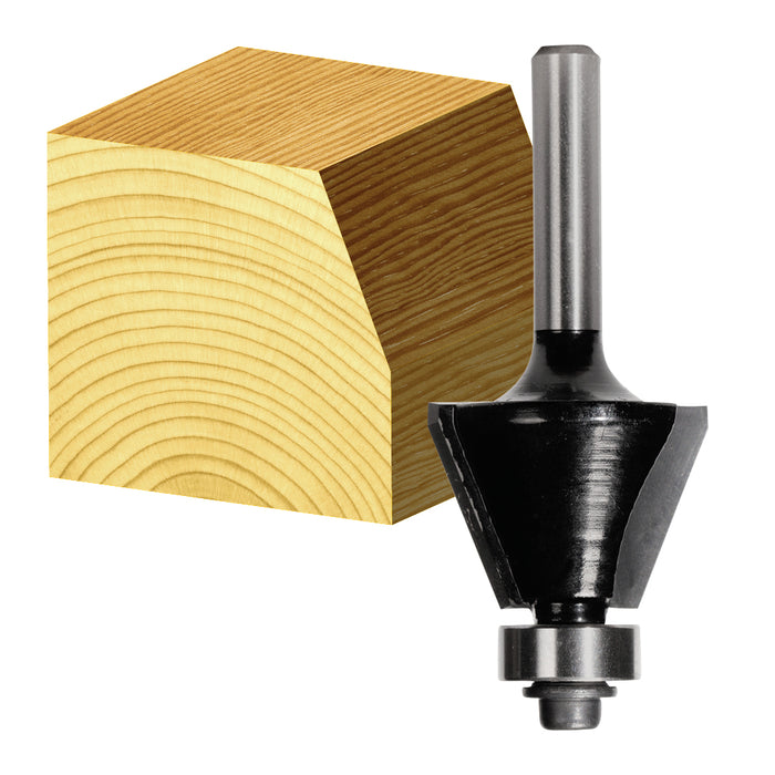 22.5° Chamfering Router Bits Carbitool- with Bearing 1/4" Shank