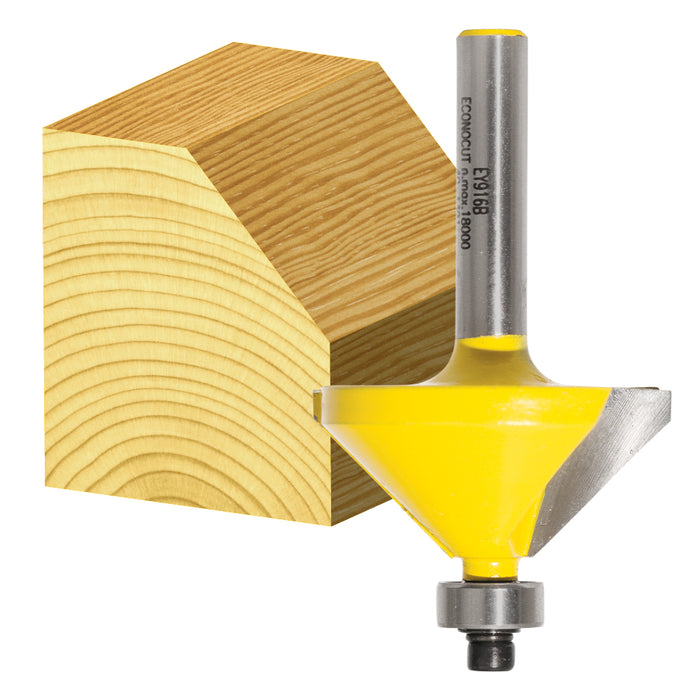 45° Chamfering Router Bit Econocut - with Bearing 1/4" Shank