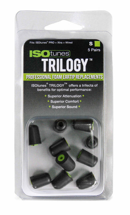 ISOtunes TRILOGY Replacement Foam Ear Tips Small (Green Core) - 5 Pair/Packs