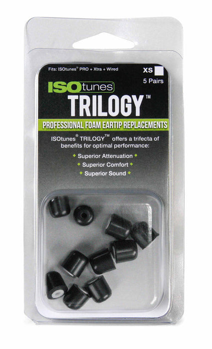 ISOtunes TRILOGY Replacement Foam Ear Tips Extra Small (White Core) - 5 Pair/Packs